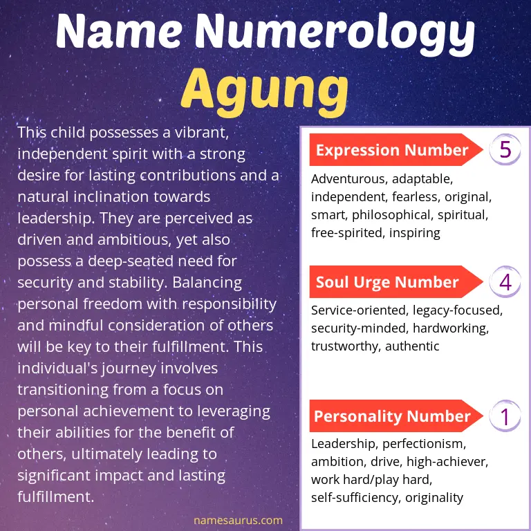 numerology of the name agung.