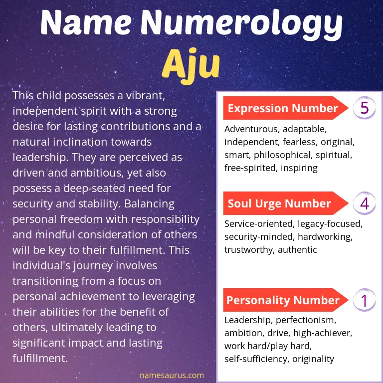 numerology of the name aju.