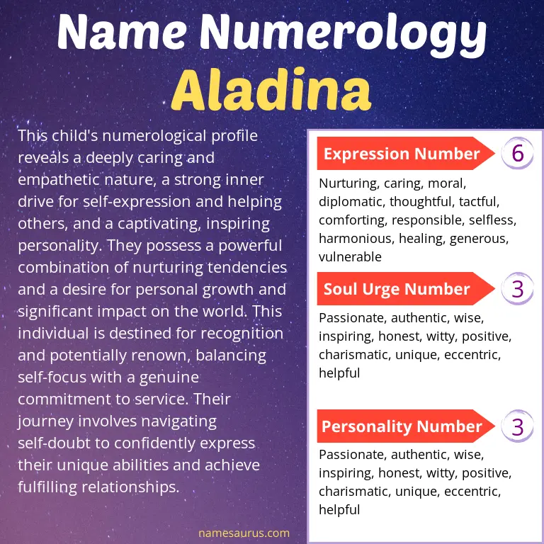 numerology of the name aladina.