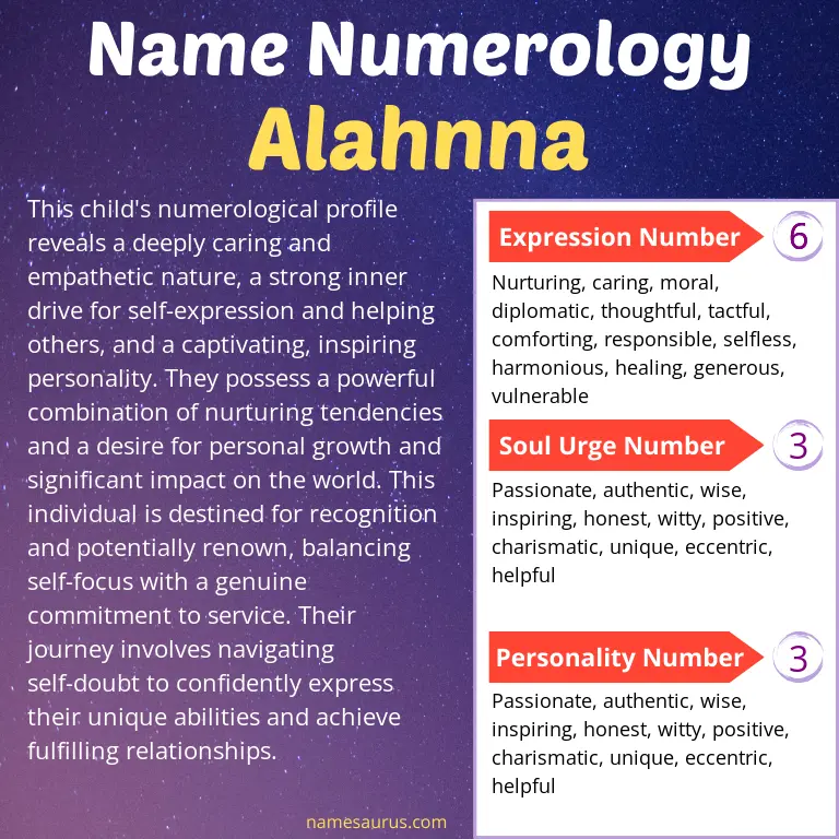 numerology of the name alahnna.