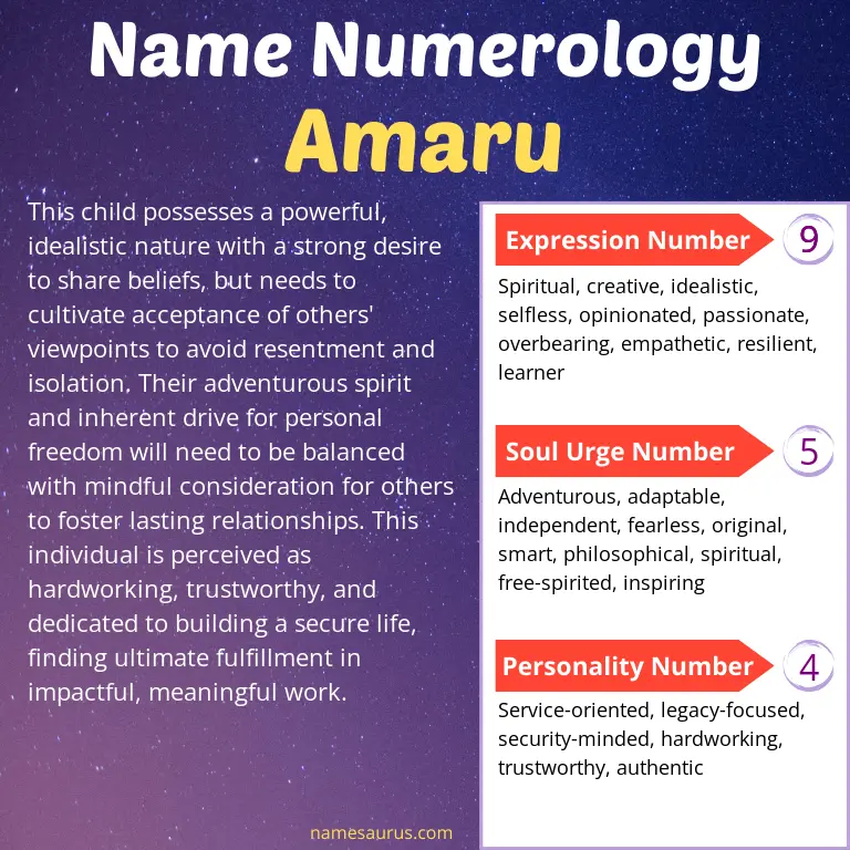 numerology of the name amaru.