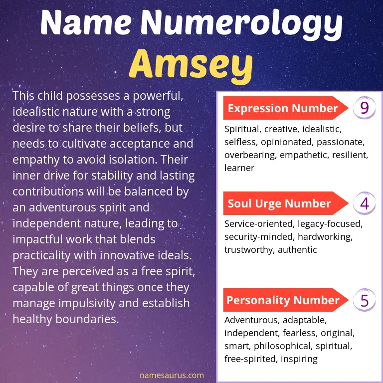numerology of the name amsey.
