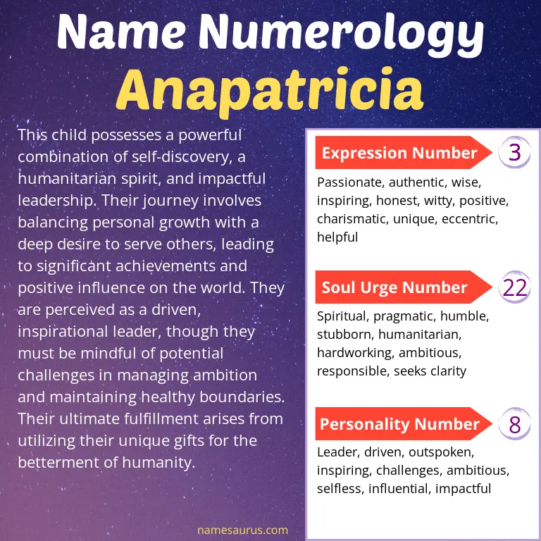 numerology of the name anapatricia.