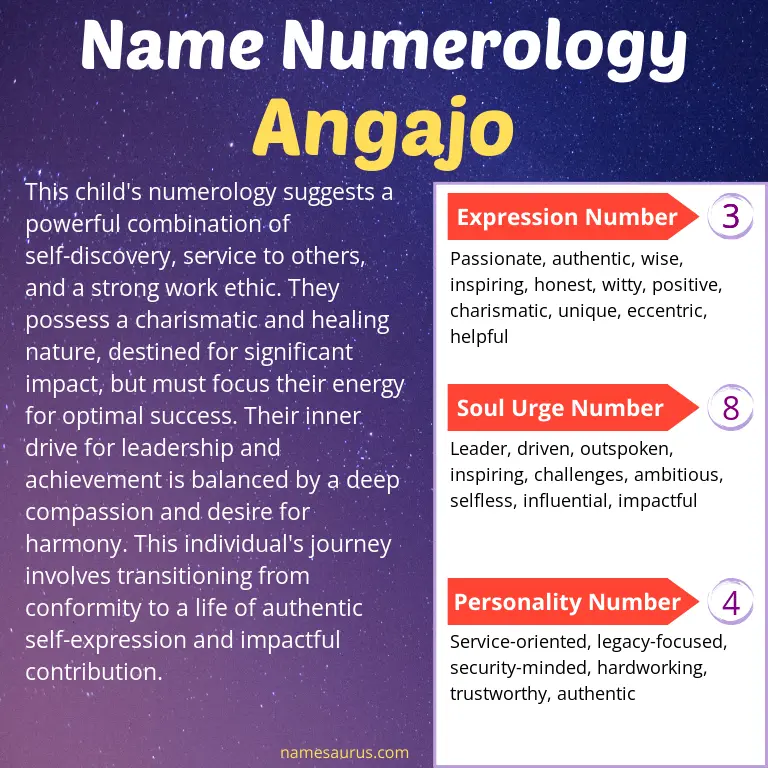 numerology of the name angajo.