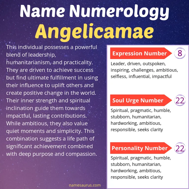 numerology of the name angelicamae.