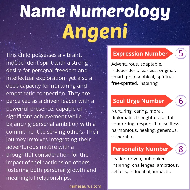 numerology of the name angeni.