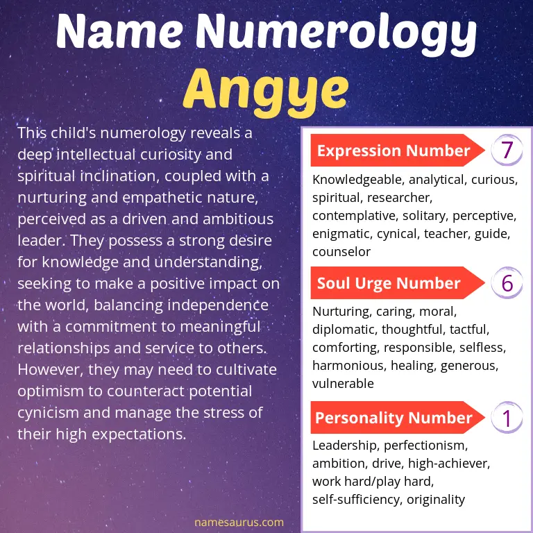 numerology of the name angye.
