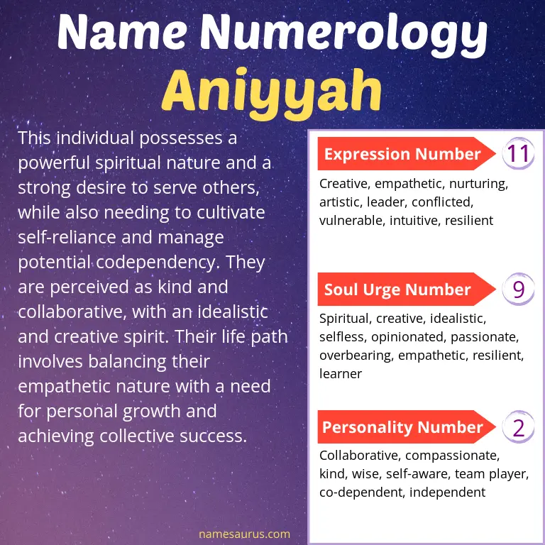 numerology of the name aniyyah.