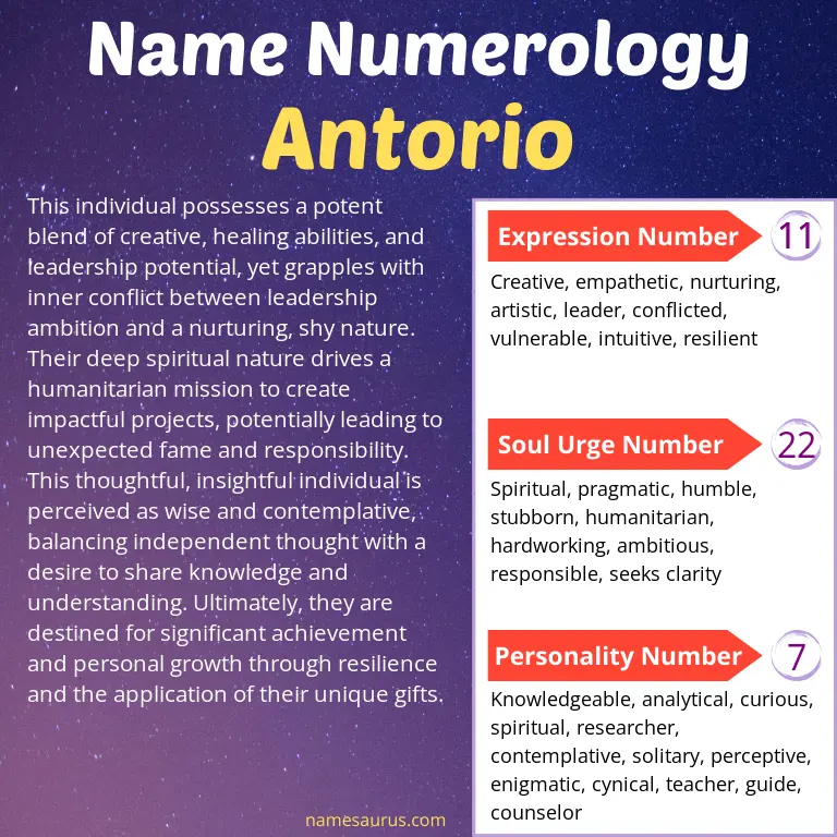 numerology of the name antorio.
