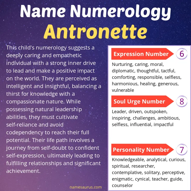 numerology of the name antronette.