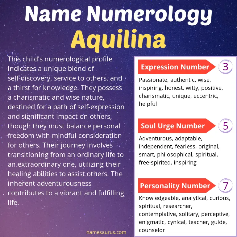 numerology of the name aquilina.