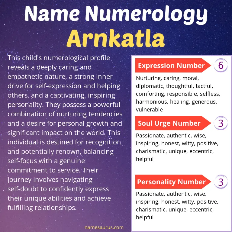 numerology of the name arnkatla.