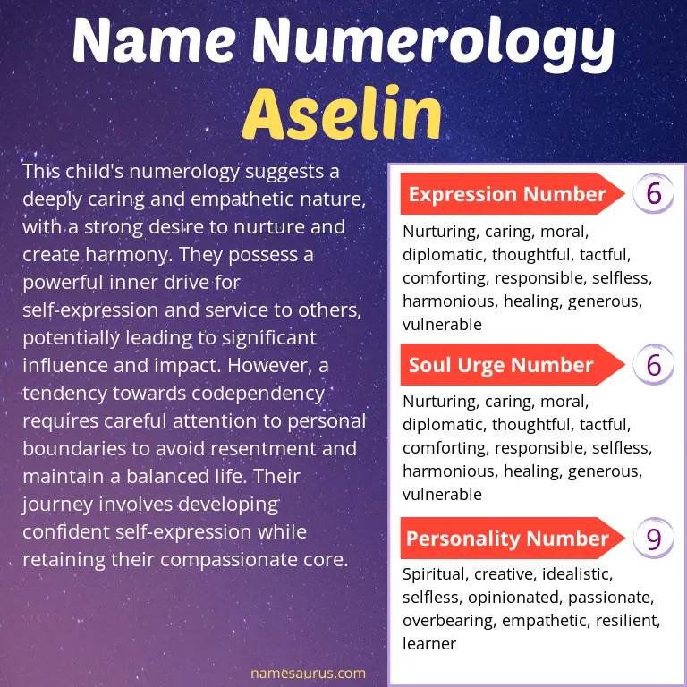 numerology of the name aselin.