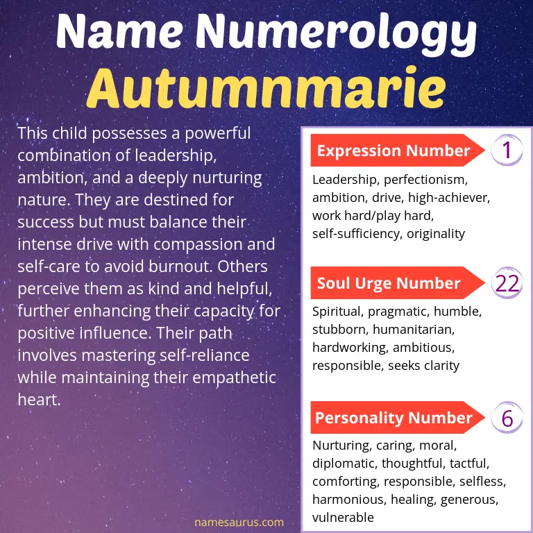 numerology of the name autumnmarie.