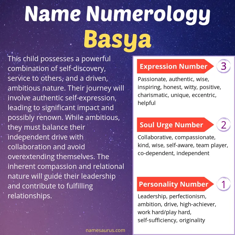 numerology of the name basya.