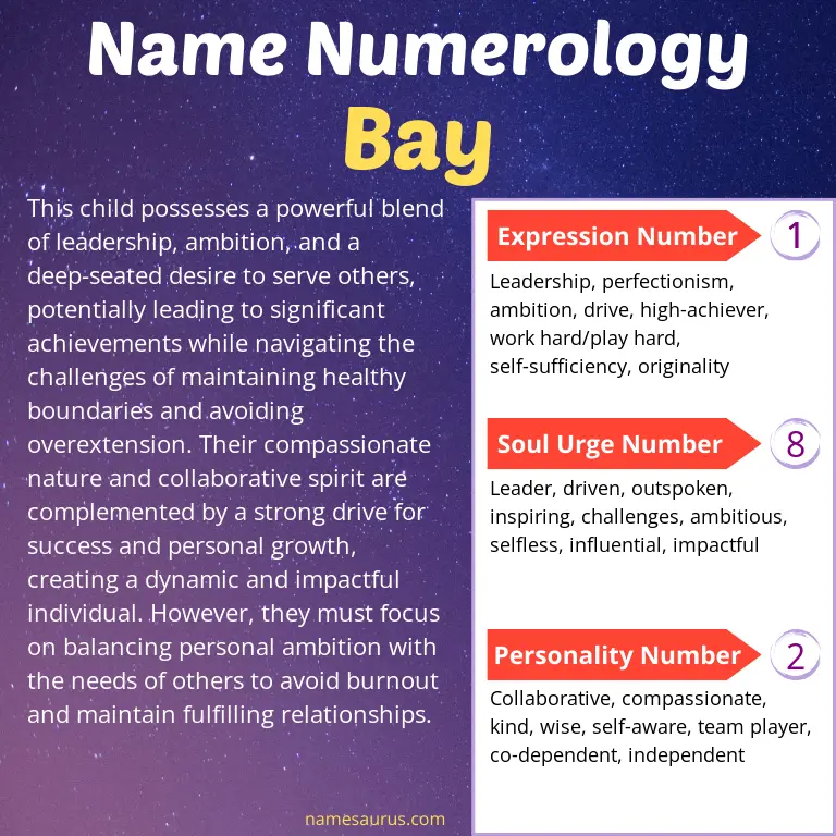numerology of the name bay.