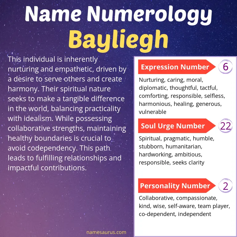 numerology of the name bayliegh.