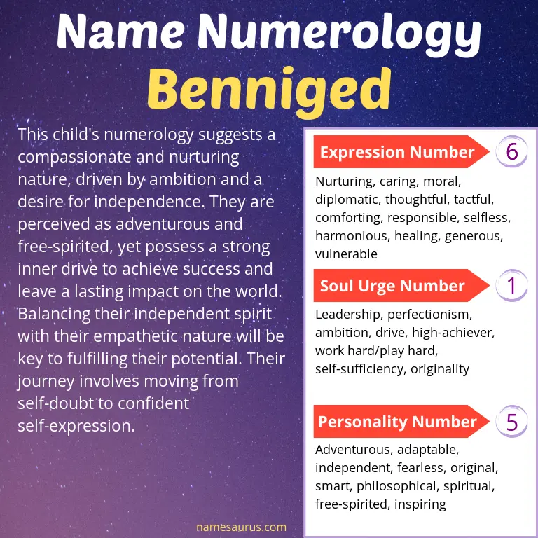 numerology of the name benniged.