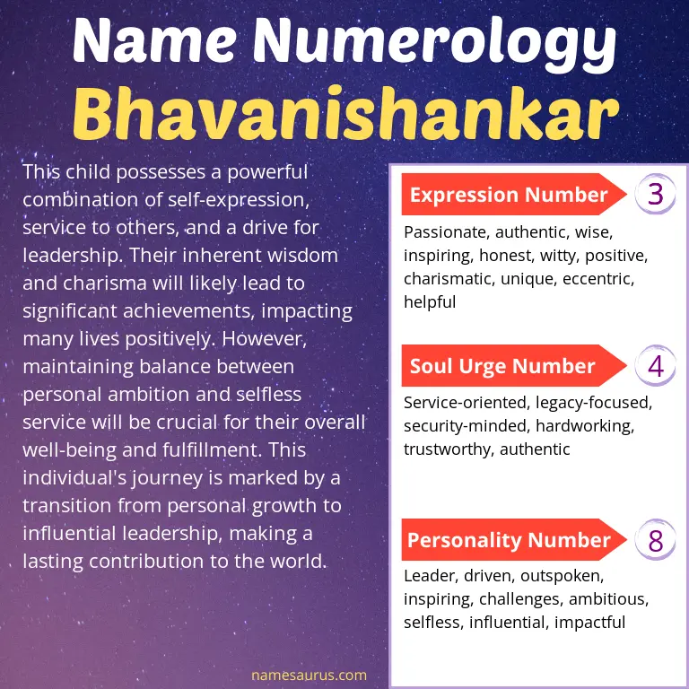 numerology of the name bhavanishankar.