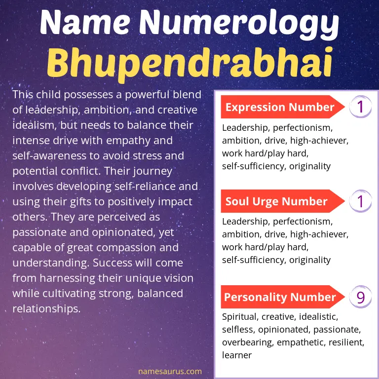numerology of the name bhupendrabhai.
