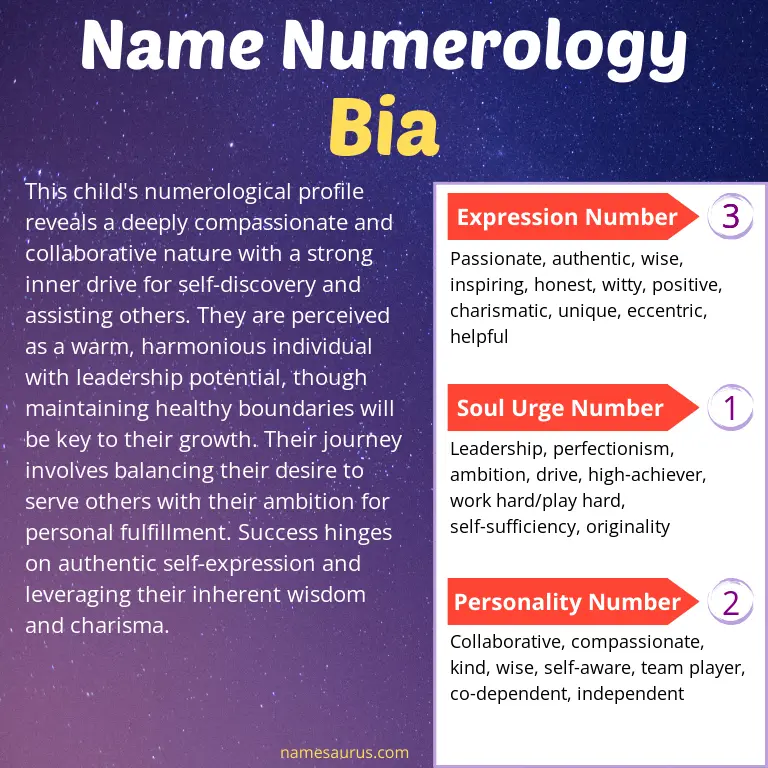 numerology of the name bia.