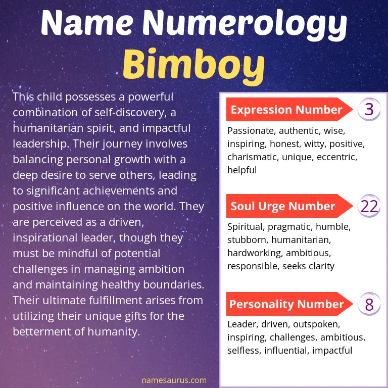 numerology of the name bimboy.