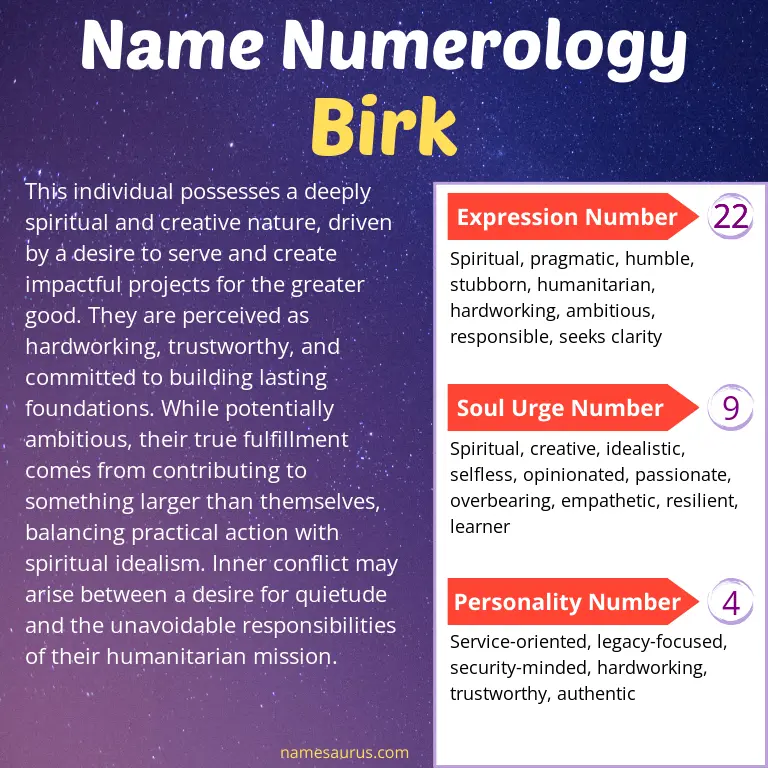 numerology of the name birk.