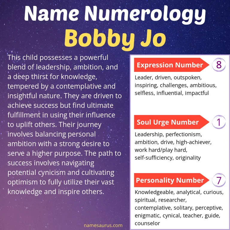 numerology of the name bobby jo.