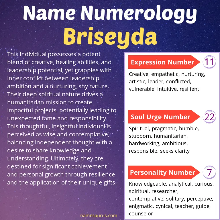 numerology of the name briseyda.