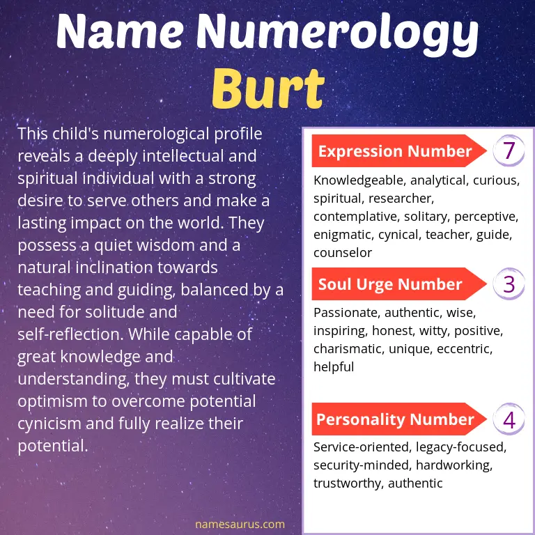 numerology of the name burt.