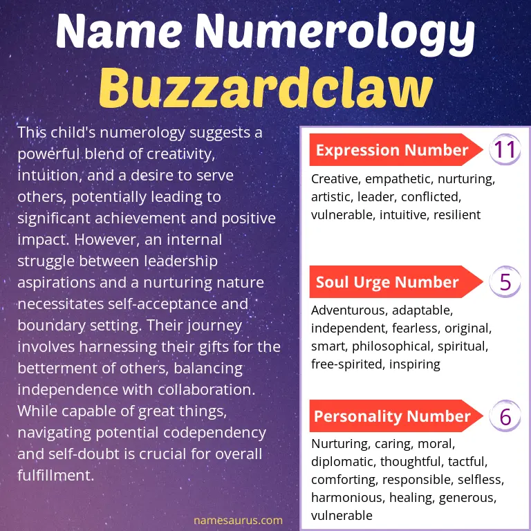 numerology of the name buzzardclaw.