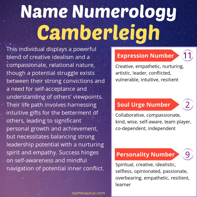 numerology of the name camberleigh.