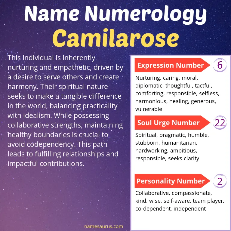 numerology of the name camilarose.