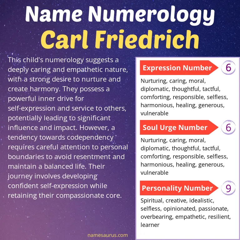 numerology of the name carl friedrich.