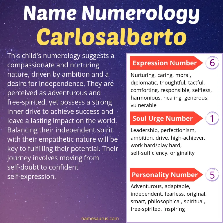 numerology of the name carlosalberto.