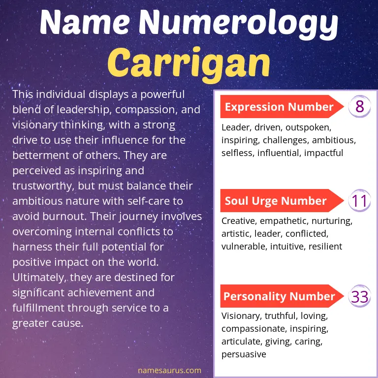 numerology of the name carrigan.