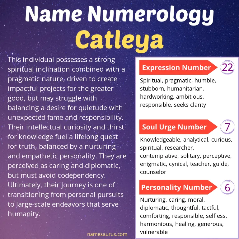 numerology of the name catleya.