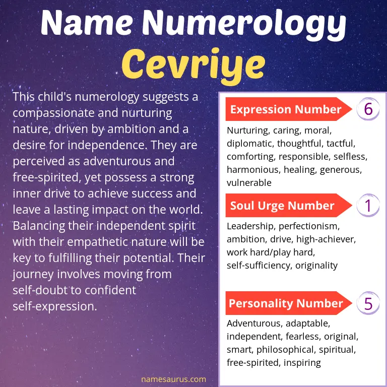 numerology of the name cevriye.