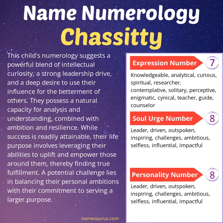 numerology of the name chassitty.