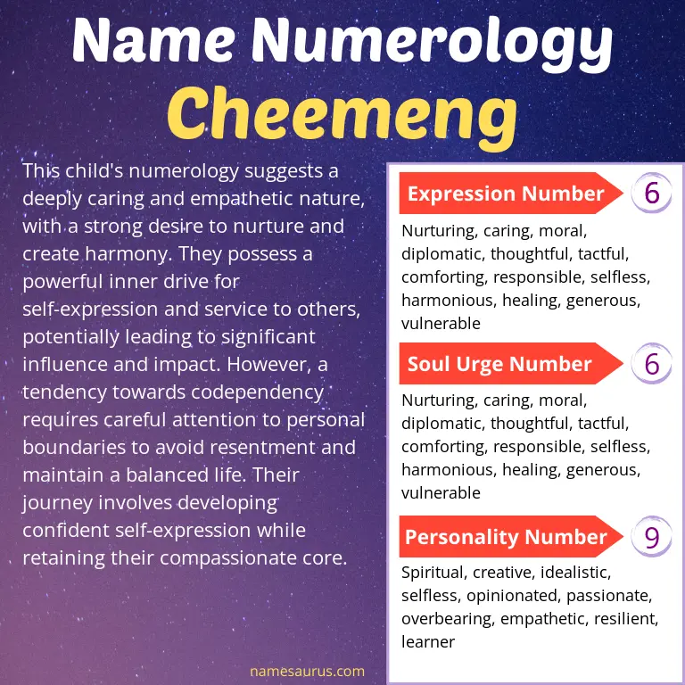 numerology of the name cheemeng.