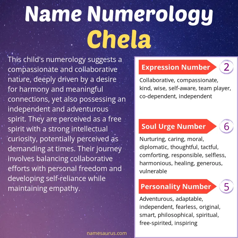 numerology of the name chela.