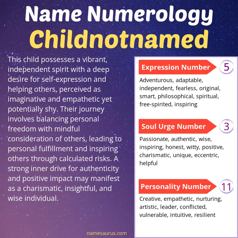numerology of the name childnotnamed.
