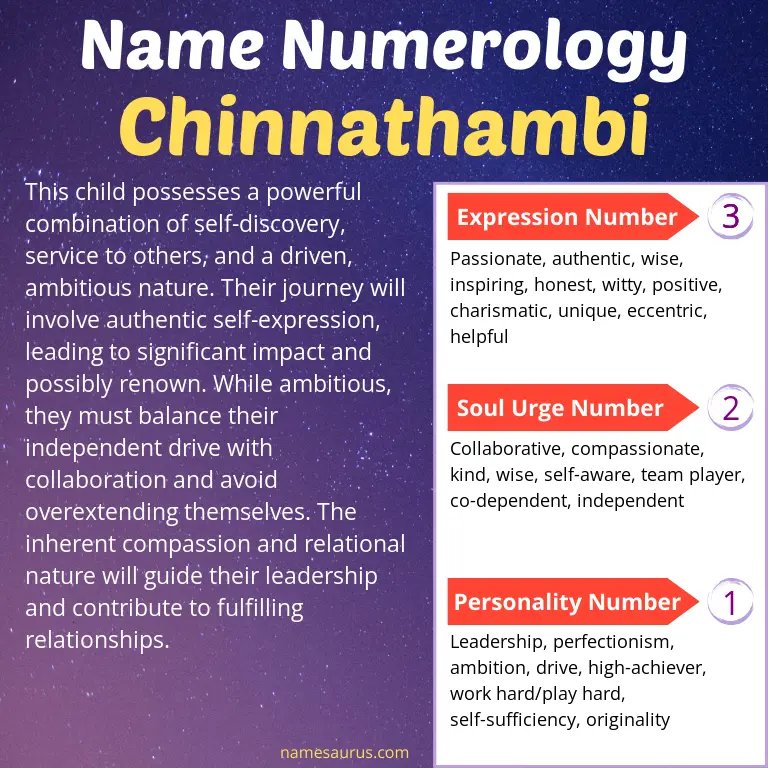 numerology of the name chinnathambi.
