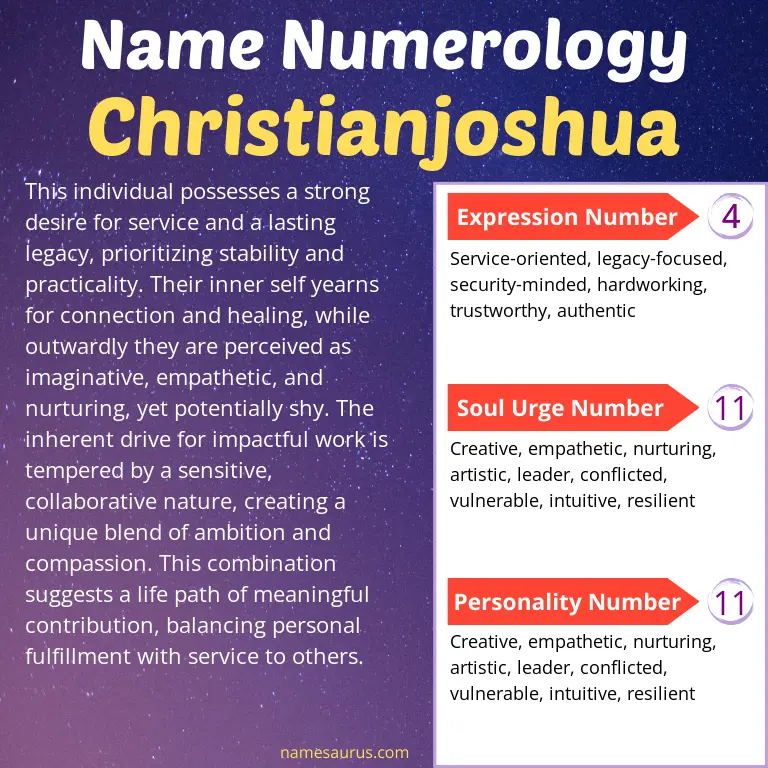 numerology of the name christianjoshua.