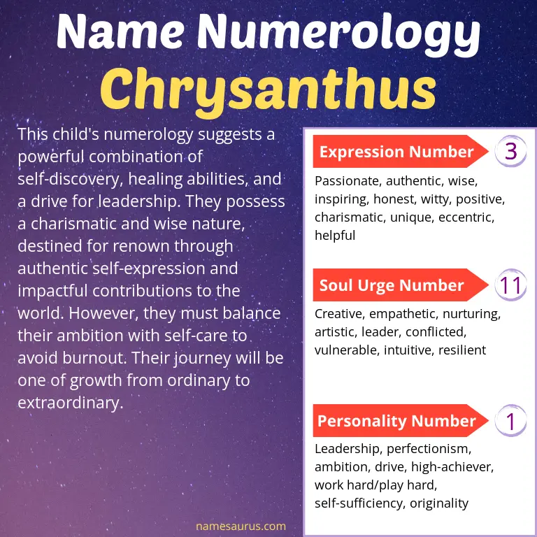 numerology of the name chrysanthus.