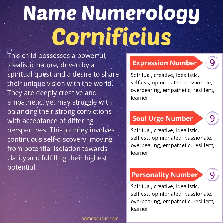 numerology of the name cornificius.