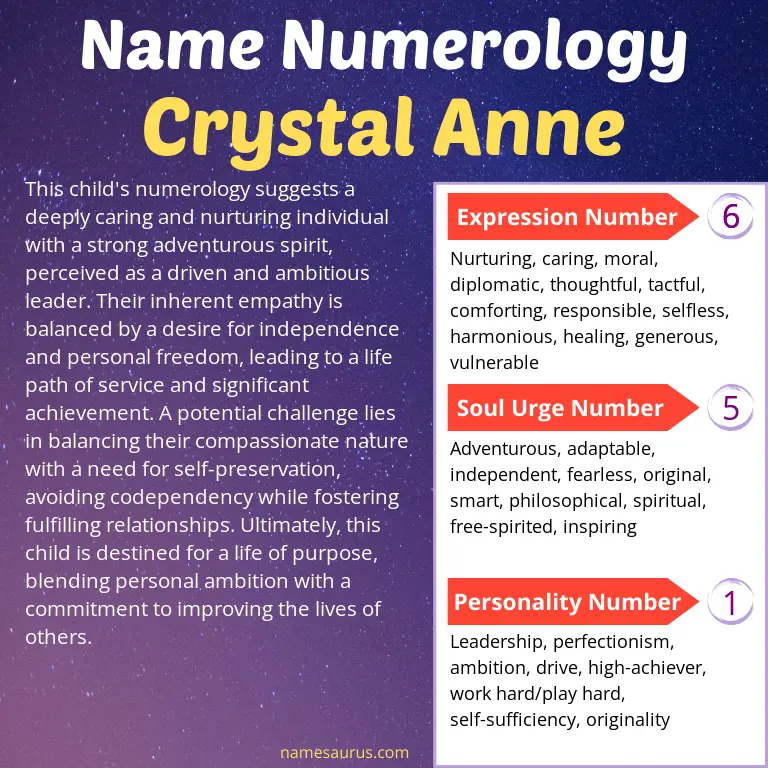 numerology of the name crystal anne.