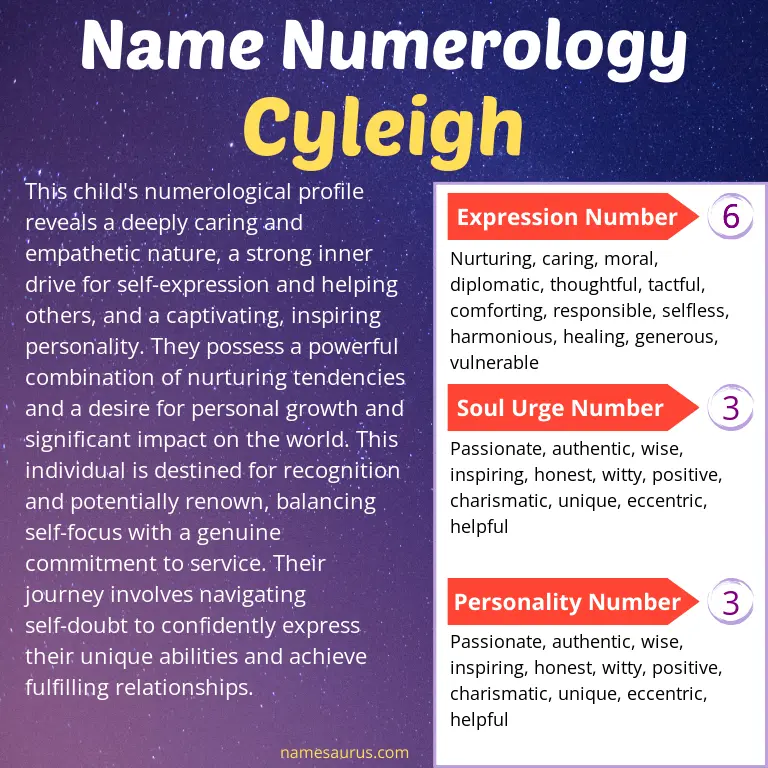 numerology of the name cyleigh.