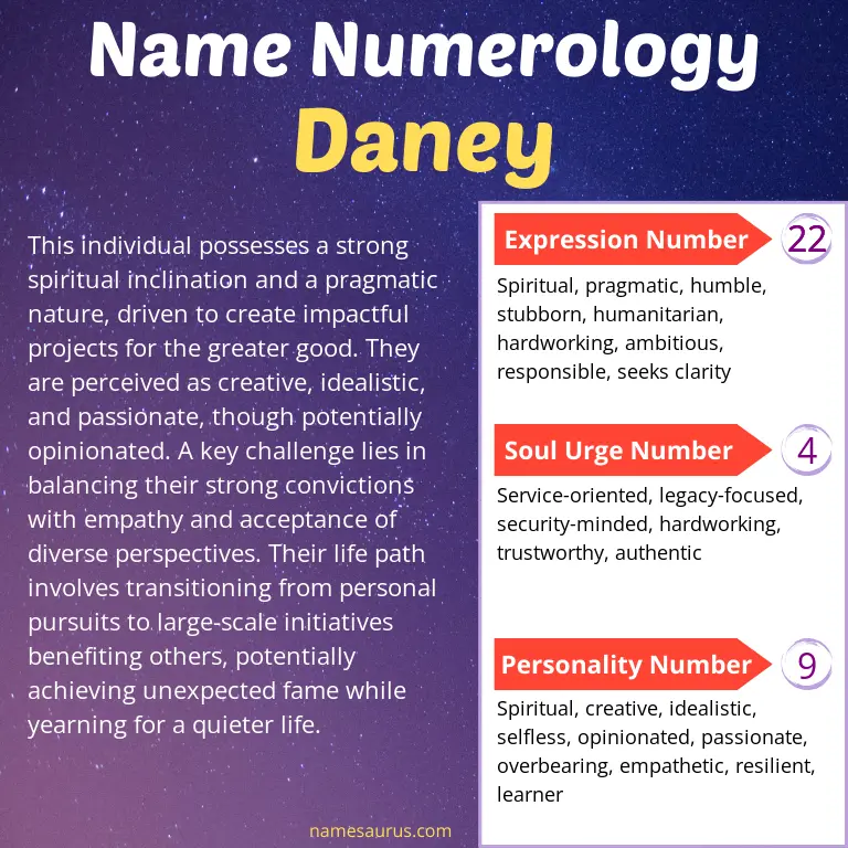 numerology of the name daney.