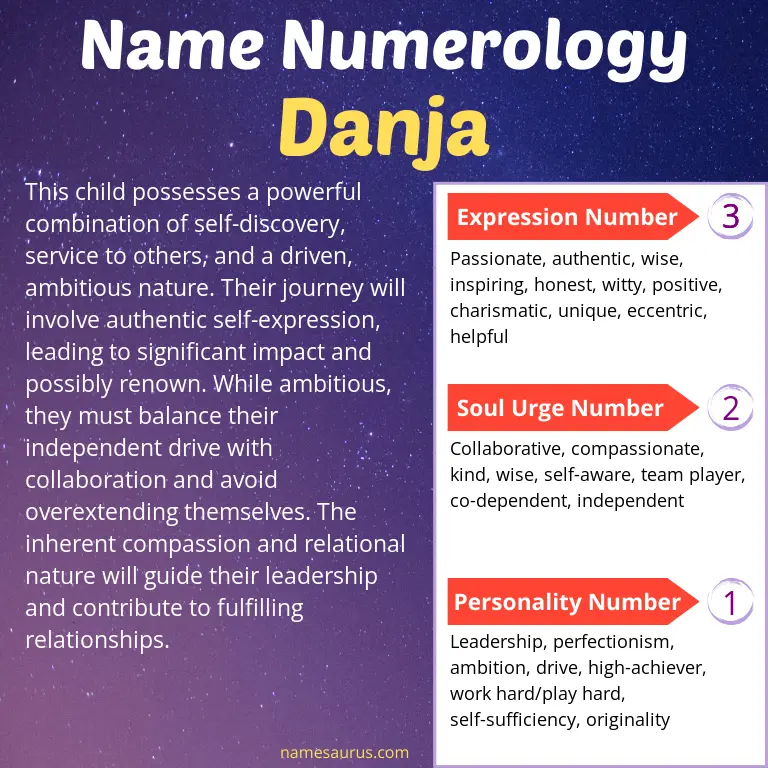 numerology of the name danja.